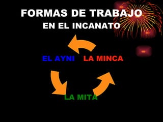 FORMAS DE TRABAJO EN EL INCANATO EL AYNI LA MITA LA MINCA 