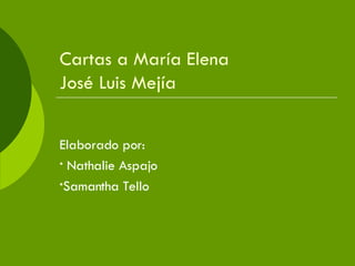 Cartas a María Elena José Luis Mejía ,[object Object],[object Object],[object Object]