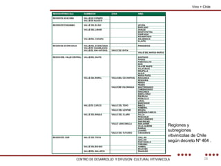 Vino + Chile Regiones y subregiones vitivinícolas de Chile según decreto Nº 464 . CENTRO DE DESARROLLO  Y DIFUSION  CULTURAL VITIVINICOLA 