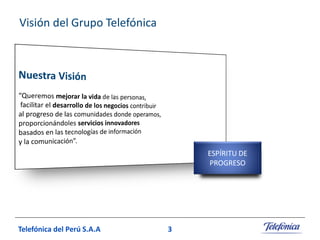 Visión del Grupo Telefónica

ESPÍRITU DE
PROGRESO

Telefónica del Perú S.A.A

3

 