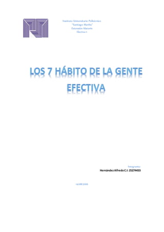 Instituto Universitario Politécnico
“Santiago Mariño”
Extensión Maturín
Electiva 1
Integrante:
HernándezAlfredoC.I: 25274433
14/08/2016
 