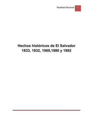 1
Hechos históricos de El Salvador
1833, 1932, 1969,1980 y 1992
 