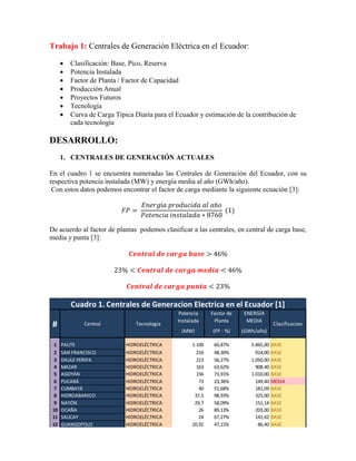 centrales de generación eléctrica en el ecuador | PDF
