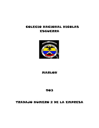 COLEGIO NACIONAL NICOLAS
ESGUERRA
MARLON
903
TRABAJO NUMERO 2 DE LA EMPRESA
 