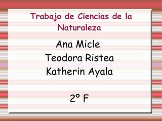 Trabajo de Ciencias de la
      Naturaleza

     Ana Micle
   Teodora Ristea
   Katherin Ayala

         2º F
 
