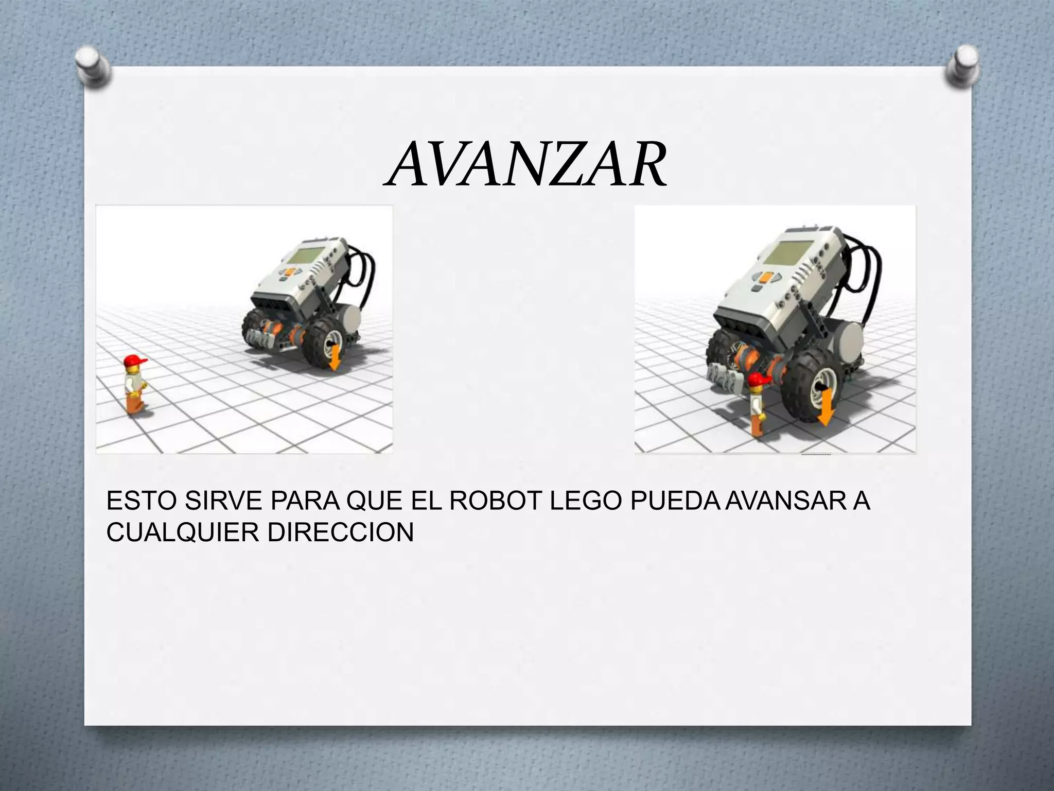 AVANZAR
ESTO SIRVE PARA QUE EL ROBOT LEGO PUEDA AVANSAR A
CUALQUIER DIRECCION