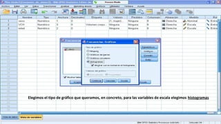 Elegimos el tipo de gráfico que queramos, en concreto, para las variables de escala elegimos histogramas
 