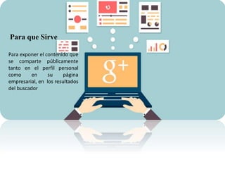 Para exponer el contenido que
se comparte públicamente
tanto en el perfil personal
como en su página
empresarial, en los resultados
del buscador
Para que Sirve
 