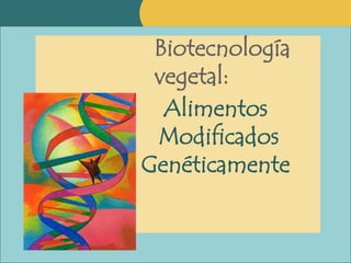 Alimentos
Modificados
Genéticamente
Biotecnología
vegetal:
 