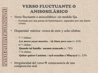 Poesía oral apoyada en la disposición métrica. 