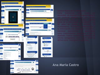 Gestión Básica de la Información
  Curso transversal surge como una
  necesidad de manejar el lenguaje digital y
  con políticas globales que han venido
  promoviendo como la cumbre mundial
  social de la información y la UNESCO con
  50 jefes de estado 82 ministros 26
  viceministros. Principios conocimientos y
  la información con progreso e iniciativa y
  bienestar instrumento de aprendizaje
  como conocimientos necesarios a sido re
  diseñado. Fueron también herramientas de
  oficina navegadores como excel Word se
  define como inteligencia colectiva.




Ana Maria Castro
 