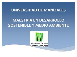 UNIVERSIDAD DE MANIZALES
MAESTRIA EN DESARROLLO
SOSTENIBLE Y MEDIO AMBIENTE
 