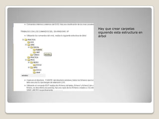 Hay que crear carpetas
siguiendo esta estructura en
árbol
 