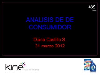 ANALISIS DE DE
 CONSUMIDOR
  Diana Castillo S.
   31 marzo 2012
 