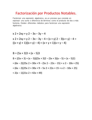 Expresiones Algebraicas, Radicalizacion y factorizacion