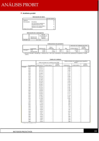 ANÁLISIS PROBIT
METODOS PREDICTIVOS 19
 