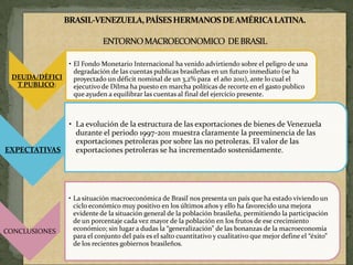 INFLACIÓN

BALANZA DE
PAGOS

PRESUPUESTO

• En 2005 Venezuela registró la inflación más baja de los últimos 7 años
cayendo...