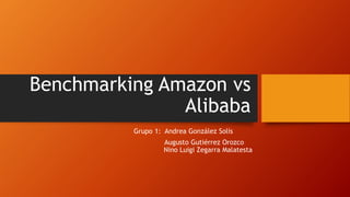 Benchmarking Amazon vs
Alibaba
Grupo 1: Andrea González Solís
Augusto Gutiérrez Orozco
Nino Luigi Zegarra Malatesta
 