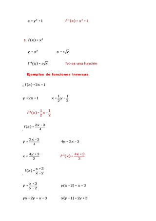3.
Ejemplos de funciones inversas
1.
.
.
 