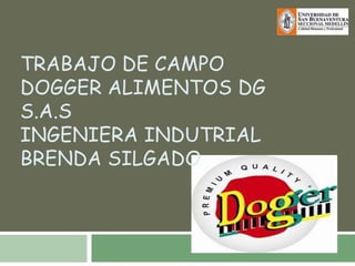 TRABAJO DE CAMPO
DOGGER ALIMENTOS DG
S.A.S
INGENIERA INDUTRIAL
BRENDA SILGADO
 
