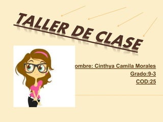 Nombre: Cinthya Camila Morales
Grado:9-3
COD:25
 