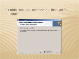 Y todo listo para comenzar la instalación, "Install", 