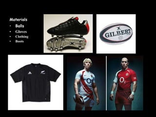 Materials Balls  Gloves Clothing Boots  