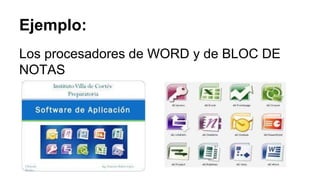 Ejemplo:
Los procesadores de WORD y de BLOC DE
NOTAS
 