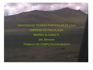 UNIVERSIDAD TECNICA PARTICULAR DE LOJA CARRERA DE PSICOLOGIA ANDREA ALVAREZ P. 2do. Bimestre TRABAJO DE COMPUTACION BASICA 