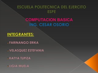 ESCUELA POLITECNICA DEL EJERCITOESPE COMPUTACION BASICA ING. CESAR OSORIO INTEGRANTES: ,[object Object]