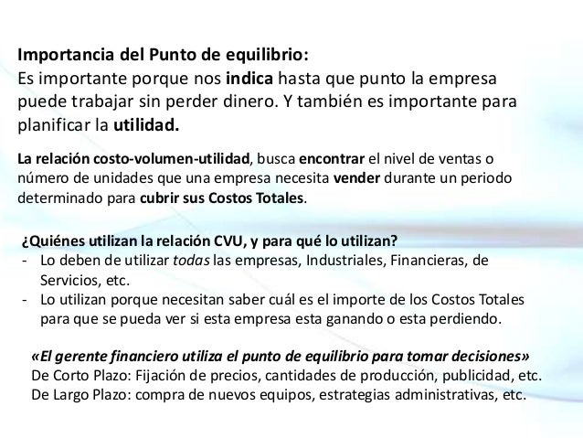 Resultado de imagen para importancia punto de equilibrio financiero