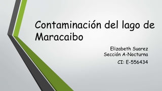 Contaminación del lago de
Maracaibo
Elizabeth Suarez
Sección A-Nocturna
CI: E-556434
 