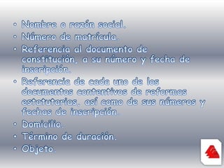 En este tipo de certificados incluimos la siguiente información:Nombre de la sociedad.