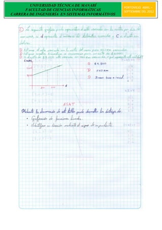 UNIVERSIDAD TÉCNICA DE MANABÍ
                                                 PORTOVIEJO ABRIL –
      FACULTAD DE CIENCIAS INFORMÁTICAS          SEPTIEMBRE DEL 2012
CARRERA DE INGENIERÍA EN SISTEMAS INFORMÁTIVOS
 