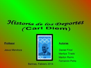 Profesor

Autores

Jesus Mendoza

Daniel Finol
Maritza Tirado
Marlon Reimi.
Fernando Peña
Barinas, Febrero 2014

 