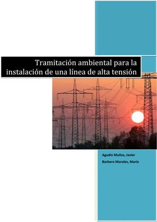 Agudín Muñoz, Javier
Barbero Morales, María
Tramitación ambiental para la
instalación de una línea de alta tensión
 
