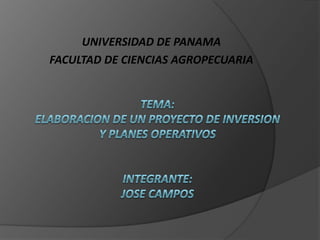 UNIVERSIDAD DE PANAMA
FACULTAD DE CIENCIAS AGROPECUARIA
 