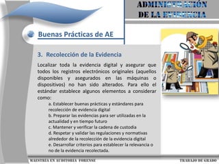 BUENAS Prácticas en la Administración deEvidencia digital                      maestría en Auditoria  forense                                                                                     trabajo de grado