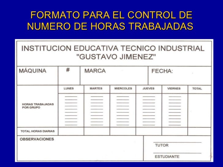 formato control de horas trabajadas