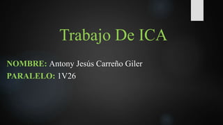 Trabajo De ICA
NOMBRE: Antony Jesús Carreño Giler
PARALELO: 1V26
 