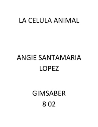 LA CELULA ANIMAL



ANGIE SANTAMARIA
      LOPEZ


   GIMSABER
     8 02
 