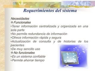 Carta de presentación dirigida a la gerencia en el hospital general del sur  Este proyecto tiene por objeto implementar un  sistema de información automatizado que administre la consulta externa del hospital General del Sur , enfocado en mejorar el funcionamiento del servicio, satisfaciendo así las necesidades y expectativas del usuario, lo que se refleja en un servicio de mejor calidad , la cual tiene como propósito: Tener información centralizada y organizada en una sola parte