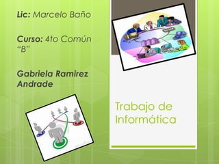 Lic: Marcelo Baño

Curso: 4to Común
“B”

Gabriela Ramirez
Andrade

                    Trabajo de
                    Informática
 