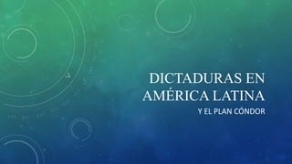 DICTADURAS EN
AMÉRICA LATINA
Y EL PLAN CÓNDOR
 