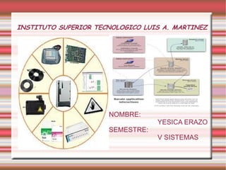 INSTITUTO SUPERIOR TECNOLOGICO LUIS A. MARTINEZ




                      NOMBRE:
                                  YESICA ERAZO
                      SEMESTRE:
                                  V SISTEMAS
 