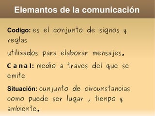 Elemento de la comunicacion Mensaje : es lo que se transmite.   