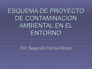 ESQUEMA DE PROYECTO
  DE CONTAMINACION
   AMBIENTAL EN EL
      ENTORNO

   Por: Segundo Correa Moran
 