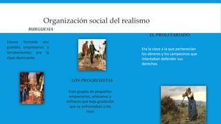 Organización social del realismo
LA BURGUESIA
Estuvo formada por
grandes empresarios y
terratenientes; era la
clase domina...