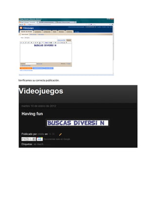 Verificamos su correcta publicación.
 