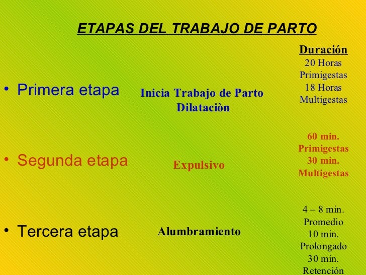 Cuanto Dura El Trabajo De Parto En Una Primigesta